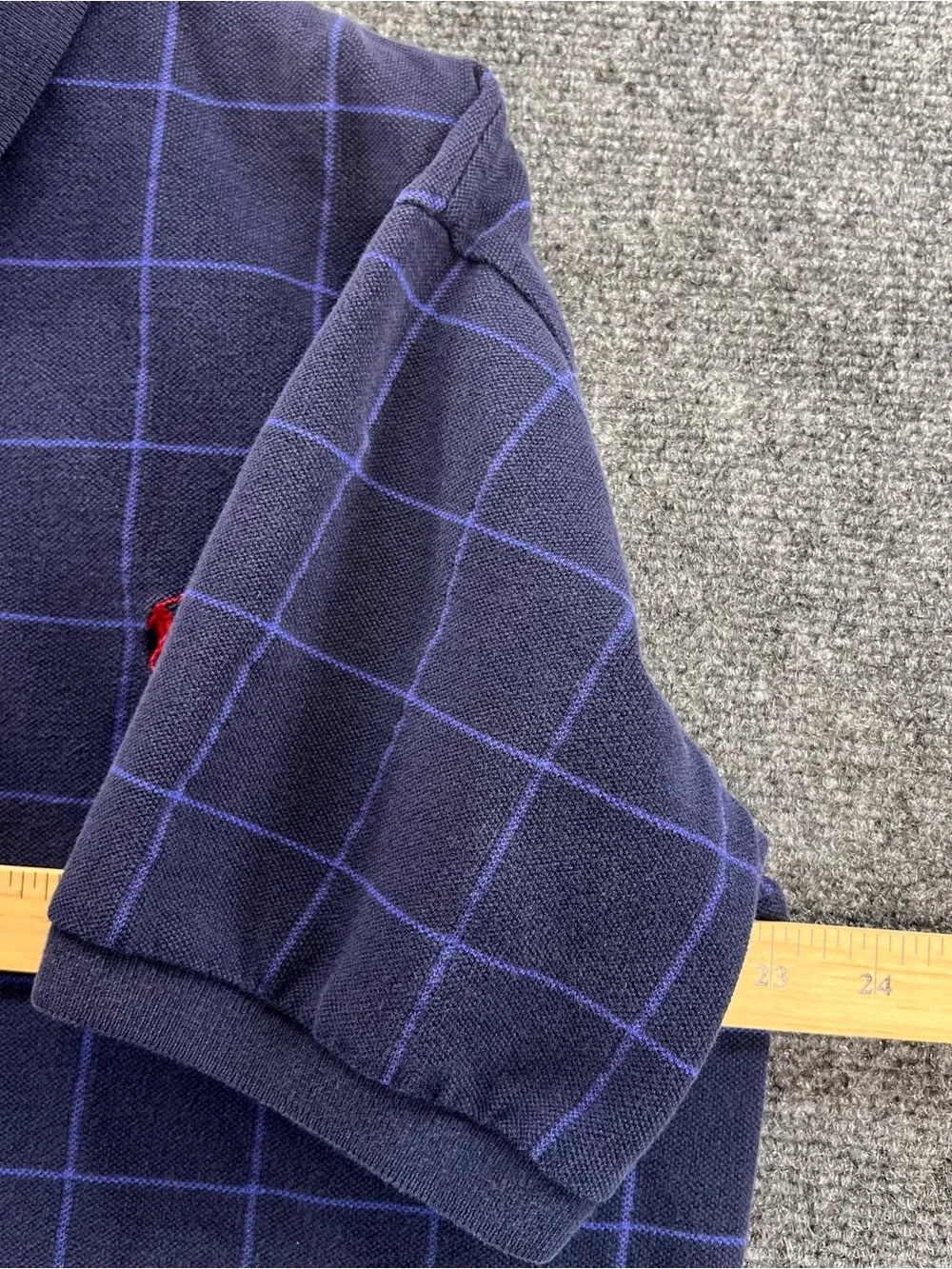 Vintage Polo Ralph Lauren 1/4 Button Polo Shirt Size Large Blue Windowpane Check